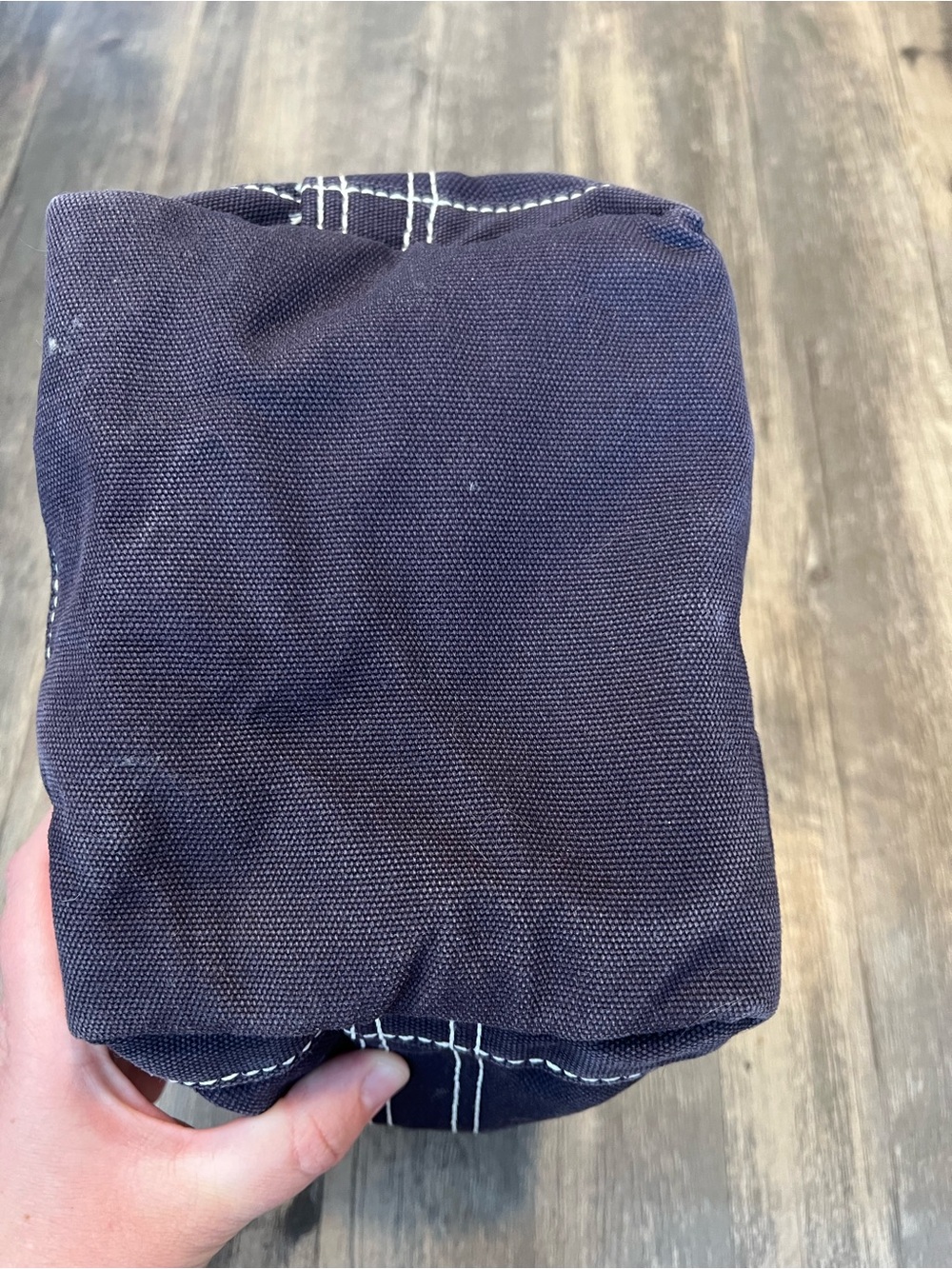 Lands End Vintage 90s Canvas Mini Tote Bag Navy Embroidered C Boat Tote Zippered - Picture 6 of 9